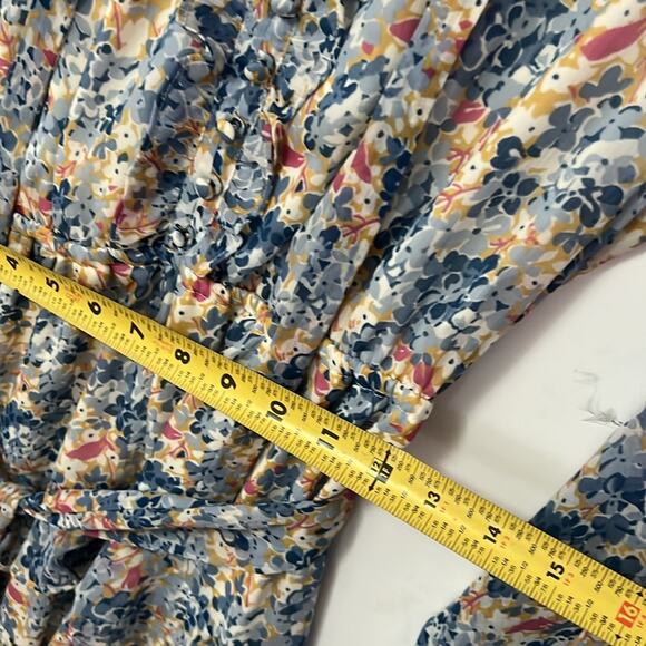 LAUREN RALPH LAUREN FLORAL CRINKLE GEORGETTE TIE NECK TIERED DRESS SIZE 10 - Picture 14 of 15